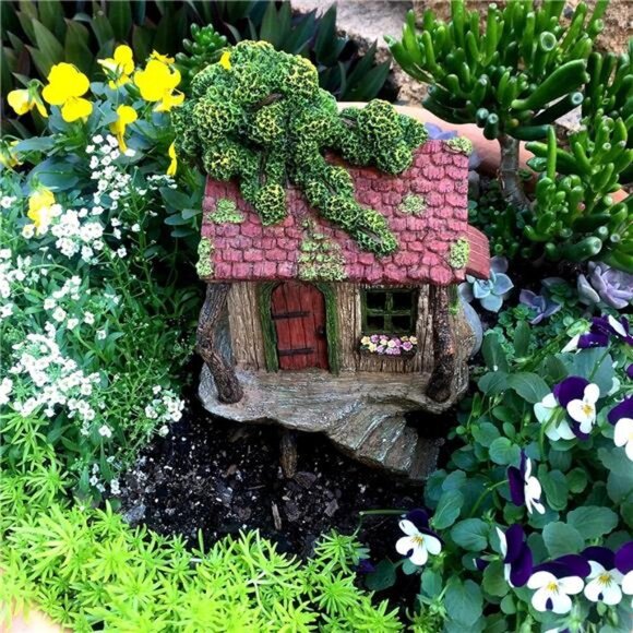 Fairy Garden Houses for Outdoor - Large Fairy Tree House with a Door That Opens - Picture 6 of 6